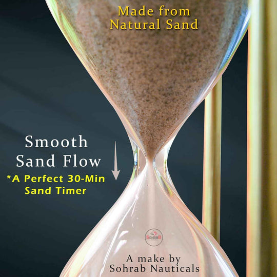 5.5 Inch Wooden Sand Timer with Brass Frame | Vintage Hourglass Decorative Showpiece for Home & Office
