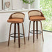 Mid-Century Modern Swivel Bar Stool – 30" Rattan Back Barstool with Cushioned Seat