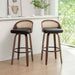 Mid-Century Modern Swivel Bar Stool – 30" Rattan Back Barstool with Cushioned Seat