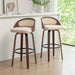Mid-Century Modern Swivel Bar Stool – 30" Rattan Back Barstool with Cushioned Seat