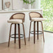 Mid-Century Modern Swivel Bar Stool – 30" Rattan Back Barstool with Cushioned Seat