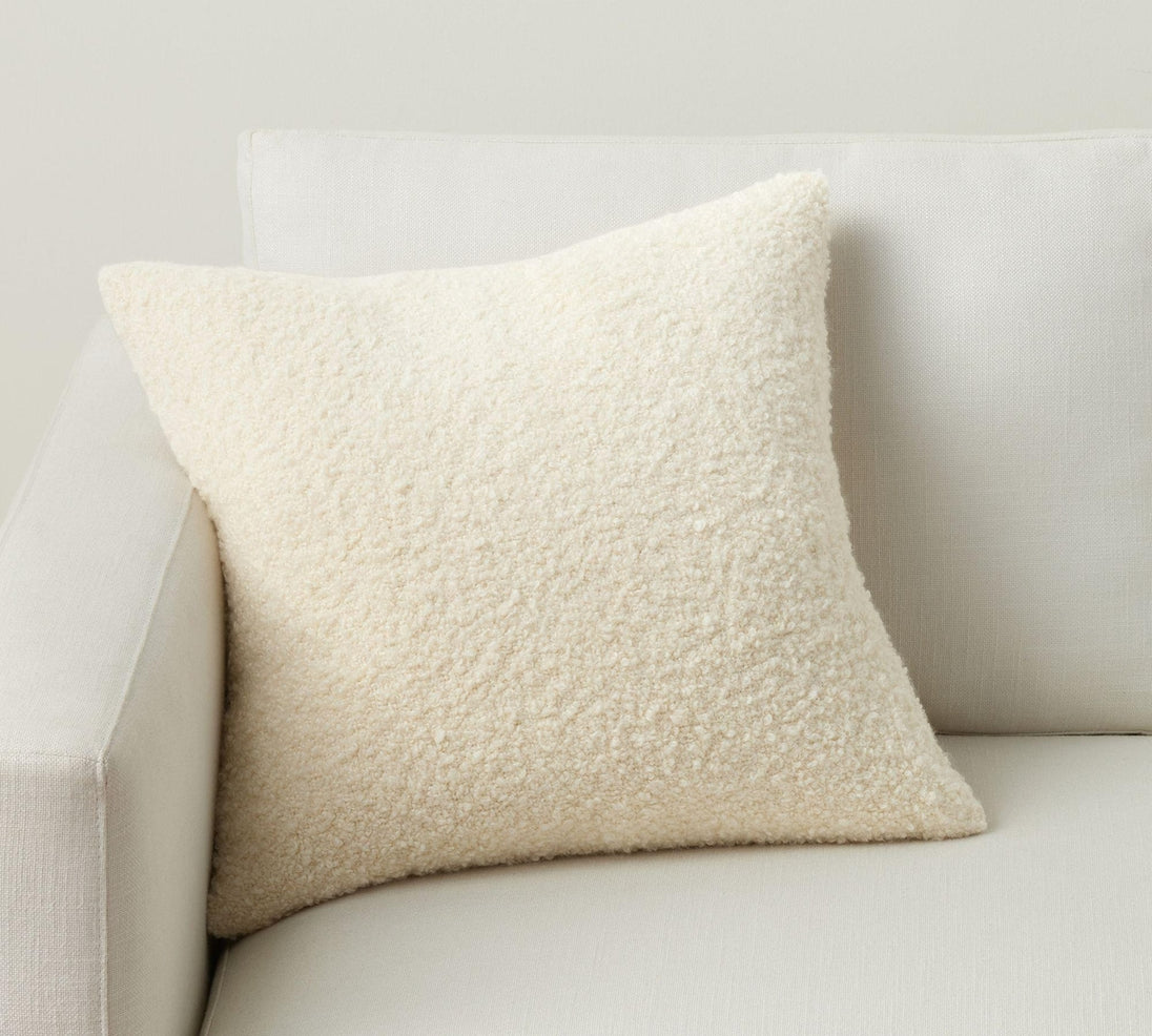 Bouclé Throw Pillow Cover | Soft Textured Cushion Cover with Cotton/Velvet Back