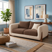Antique Wood Hub Beige + Coffee Boucle - 2 Seater Sofa