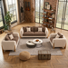 Antique Wood Hub Beige + Coffee Boucle - 3+2+1 = 6 Seater Sofa