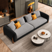 Antique Wood Hub Black + Light Grey Boucle - 3 Seater Sofa