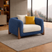 Antique Wood Hub Blue + Off White Boucle - 1 Seater Sofa