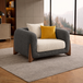 Antique Wood Hub Dark Grey + Off White Boucle - 1 Seater Sofa