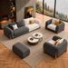 Antique Wood Hub Dark Grey + Off White Boucle - 3+1+1 = 5 Seater Sofa + Ottoman