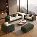 Antique Wood Hub Forest Green + Off White Boucle - 3+2+1 = 6 Seater Sofa + Ottoman