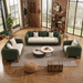 Antique Wood Hub Forest Green + Off White Boucle - 3+2+1 = 6 Seater Sofa