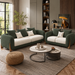 Antique Wood Hub Forest Green + Off White Boucle - 3+2 = 5 Seater Sofa