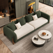 Antique Wood Hub Forest Green + Off White Boucle - 3 Seater Sofa