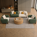 Antique Wood Hub Green + Off White Boucle - 3+1+1 = 5 Seater Sofa