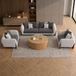 Antique Wood Hub Light Grey + Dark Grey Boucle - 3+1+1 = 5 Seater Sofa