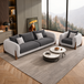 Antique Wood Hub Light Grey + Dark Grey Boucle - 3+1 = 4 Seater Sofa