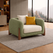 Antique Wood Hub Olive Green + Cream Boucle - 1 Seater Sofa