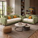 Antique Wood Hub Olive Green + Cream Boucle - 3+2 = 5 Seater Sofa