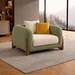 Antique Wood Hub Olive + Off White Boucle - 1 Seater Sofa