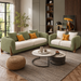 Antique Wood Hub Olive + Off White Boucle - 3+2 = 5 Seater Sofa