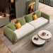 Antique Wood Hub Olive + Off White Boucle - 3 Seater Sofa