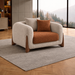 Antique Wood Hub Taupe + Rust Brown Boucle - 1 Seater Sofa