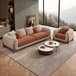 Antique Wood Hub Taupe + Rust Brown Boucle - 3+1 = 4 Seater Sofa
