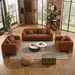 Antique Wood Hub Rust Brown Boucle 3+2+1 = 6 Seater Sofa