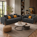 Antique Wood Hub Charcoal Grey Boucle 3+2 = 5 Seater Sofa