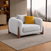 Antique Wood Hub Steel Grey Boucle 1 Seater Sofa