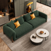 Antique Wood Hub Dark Green Boucle 3 Seater Sofa