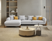 Antique Wood Hub Steel Grey Boucle 4 Seater Sectional Sofa (RHS)