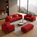 Antique Wood Hub Maroon Boucle 3+2+1 = 6 Seater Sofa + Ottoman