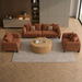 Antique Wood Hub Rust Brown Boucle 3+1+1 = 5 Seater Sofa