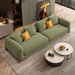 Antique Wood Hub Olive Green Boucle 3 Seater Sofa