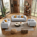 Antique Wood Hub Steel Grey Boucle 3+2+1 = 6 Seater Sofa