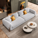 Antique Wood Hub Steel Grey Boucle 3 Seater Sofa