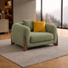 Antique Wood Hub Olive Green Boucle 1 Seater Sofa