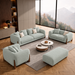Antique Wood Hub Sea Green Boucle 3+2+1 = 6 Seater Sofa + Ottoman