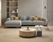 Antique Wood Hub Light Grey Boucle 4 Seater Sectional Sofa (RHS)