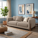 Antique Wood Hub Taupe Boucle 2 Seater Sofa