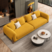 Antique Wood Hub Mustard Boucle 3 Seater Sofa