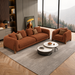 Antique Wood Hub Rust Brown Boucle 3+1 = 4 Seater Sofa