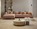 Antique Wood Hub Light Brown Boucle 4 Seater Sectional Sofa (RHS)