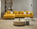 Antique Wood Hub Mustard Boucle 4 Seater Sectional Sofa (RHS)