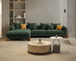 Antique Wood Hub Dark Green Boucle 4 Seater Sectional Sofa (RHS)