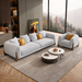 Antique Wood Hub Steel Grey Boucle 3+1 = 4 Seater Sofa