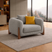 Antique Wood Hub Light Grey Boucle 1 Seater Sofa