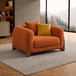 Antique Wood Hub Rust Orange Boucle 1 Seater Sofa