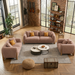 Antique Wood Hub Light Brown Boucle 3+2+1 = 6 Seater Sofa