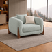 Antique Wood Hub Sea Green Boucle 1 Seater Sofa
